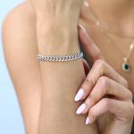 Nuragold 10K Real White Gold Miami Cuban Link 5.5mm Chain Bracelet (7"-9") Italian Jewelry for Men & Women - 7.5"