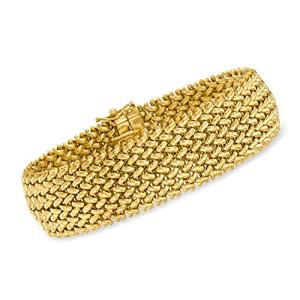 Ross-Simons Italian 14kt Yellow Gold Wide Riso-Link Bracelet. 8 inches