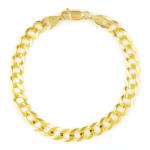 Nuragold 10k Real Yellow Gold Solid Cuban Curb Link 7mm Chain Bracelet (7"-9") Italian Jewelry for Men - 8"