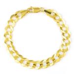 Nuragold 14k Real Yellow Gold Solid Cuban Curb Link 10mm Chain Bracelet (7"-9") Italian Jewelry for Men - 9"