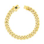 Nuragold 10k Real Yellow Gold Royal Monaco 9mm Miami Cuban Link Bracelet (6"-9") Italian Jewelry for Men & Women - 8"