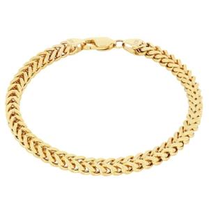 Nuragold 10k Real Yellow Gold Franco Square 5mm Box Chain Wheat Chain Bracelet (7"-9") Italian Jewelry for Men - 7.5"
