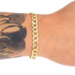 Nuragold 10k Real Yellow Gold Solid Cuban Curb Link 7mm Chain Bracelet (7"-9") Italian Jewelry for Men - 8"