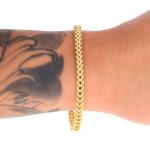 Nuragold 10k Real Yellow Gold Franco Square 5mm Box Chain Wheat Chain Bracelet (7"-9") Italian Jewelry for Men - 7.5"
