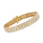 Diamond Link Bracelet in 18kt Gold Over Silver