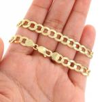Nuragold 10k Real Yellow Gold Solid Cuban Curb Link 7mm Chain Bracelet (7"-9") Italian Jewelry for Men - 8"