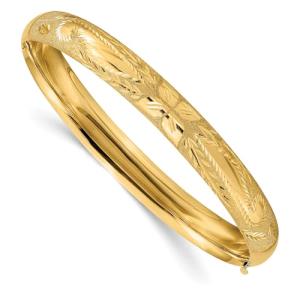 IceCarats 14K Solid Yellow Gold 7.90mm Hinged Bangle Bracelet