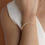 Auriga Fine Jewelry 14K Tri-Color Gold Polished Diamond-Cut Hearts Bracelet 7.5"