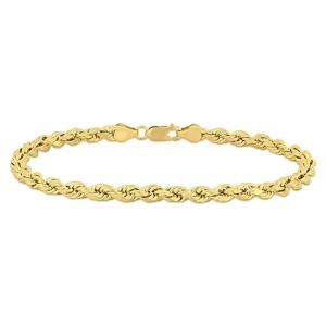 Abbie+Cleo 14K Real Gold Rope Chain Bracelet for Men and Women - Cadena de Oro para Hombres y Mujeres - (14k - 5mm - 7.5 Inch)