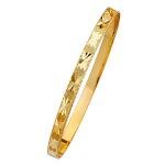 14k Yellow Gold Starburst Diamond Cut Bangle Bracelet