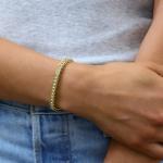 Nuragold 10k Real Yellow Gold Franco Square 5mm Box Chain Wheat Chain Bracelet (7"-9") Italian Jewelry for Men - 7.5"