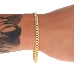 Nuragold 14k Real Yellow Gold Solid Miami Cuban Link 6mm Chain Bracelet (7"-9") Italian Jewelry for Men - 8.5"