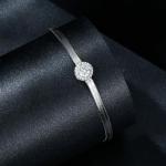 Gold Snake Bone Bracelet with D-color Diamond