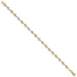Auriga Fine Jewelry 14K Tri-Color Gold Polished Diamond-Cut Hearts Bracelet 7.5"