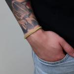 Nuragold 10k Real Yellow Gold Franco Square 5mm Box Chain Wheat Chain Bracelet (7"-9") Italian Jewelry for Men - 7.5"