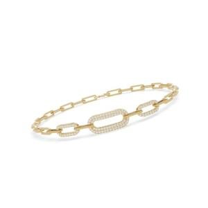 TimeLess Classics Women's Natural Diamond Paperclip Link Bracelet in 14K Yellow Gold