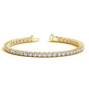 4 Carat 14K Yellow Gold Classic Stackable NATURAL Diamond Tennis Bracelet 4 Prong Value Plus Collection (J-K Color, I1-I2 Clarity)
