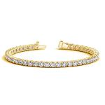 14K Yellow Gold Diamond Tennis Bracelet, 4 Carat