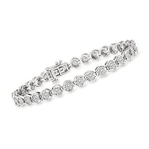 Ross-Simons 3.45 ct. t.w. Bezel-Set Diamond Tennis Bracelet in Sterling Silver. 8 inches
