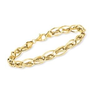 Ross-Simons 14kt Yellow Gold Oval and Double-Twisted Link Bracelet. 8 inches