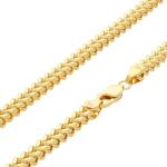 Nuragold 10k Real Yellow Gold Franco Square 5mm Box Chain Wheat Chain Bracelet (7"-9") Italian Jewelry for Men - 7.5"