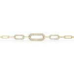 Natural Diamond Paperclip Link Bracelet in 14K Gold