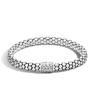 John Hardy Dot Collection, Women's Bracelet, 6.55MM 925-Sterling Silver, Luxury Women's Wrist Bracelet with Pusher Clasp, Size Large