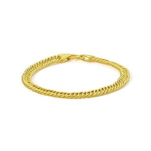 ZHOU LIU FU 999 24K Solid Gold Bracelets Real Pure Gold Chain Bracelet Double Buckles Dainty Jewelry for Women Mother Lover Anniversary Birthday 7.9"/20cm A0711742