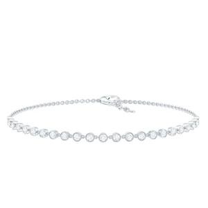 Rosec Jewels Certified Lab Grown Diamond Chain Bracelet, Ef-Vs Quality, Bezel Set Diamond Stacking Bracelet (Ready To Gift), 14K White Gold, 7.5 inches