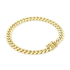 Nuragold 10k Real Yellow Gold Solid Miami Cuban Link 7mm Chain Bracelet (7"-9") Italian Jewelry for Men - 7"