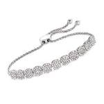 Diamond Cluster Bolo Bracelet in Sterling Silver