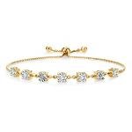 Gem Stone King 925 Sterling Silver Infinity Tennis Bracelet for Women | Gemstone Birthstone and White Lab Grown Diamond | Round 5MM and 1MM Accents| Adjustable Bolo to 9 Inch | Easy-On Easy-Off