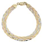10k Tricolor Gold Braided Herringbone Bracelet 7.5