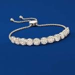 Diamond Cluster Bolo Bracelet in Sterling Silver