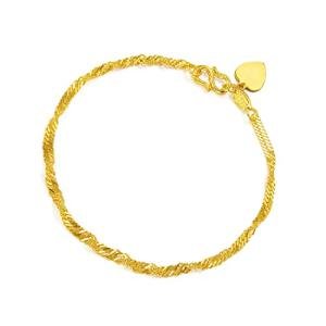 CHOW SANG SANG 999.9 24K Solid Gold Price-by-Weight 3.74g Gold Twisted Chain Bracelet for Women 09240B | 6.6 Inches, (17 CM)