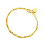 24K Solid Gold Twisted Chain Bracelet for Women