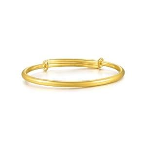 CHOW SANG SANG 999.9 24K Solid Gold Price-by-Weight 22.83g Gold Polished Finished Bangle for Unisex, Men, Women 09218K | Size Adjustable