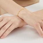 24K Solid Gold Twisted Chain Bracelet for Women