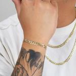 14K Yellow Gold Cuban Link Chain Bracelet 8