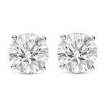 2 Carat Total Weight GIA Certified White Round Diamond Solitaire Stud Earrings Pair set in 18K White Gold 4 Prong Push Back (D-E Color VS1-VS2 Clarity)