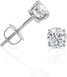 IGI Certified 2 Carat D-E Color and VS1-VS2 Clarity Lab Grown Diamond Stud Earrings for Women I 14k White Gold Earrings for Her I Secure Screw Back Made in USA by Beverly Hills Jewelers
