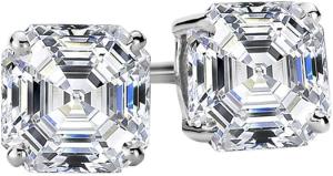 2 Carat 14K White Gold IGI Certified LAB-GROWN Asscher Cut Diamond Earrings 4 Prong Screw Back Luxury Collection (D-E Color, VS1-VS2 Clarity)