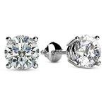 4 Carat IGI Certified Natural Round Brilliant Solitaire Diamond Stud Earrings for Women Platinum 4 Prong Screw Back (F-G Color SI2-I1 Clarity)