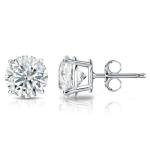 Belacqua 3 Carat Round Lab Grown Diamond Stud Earrings in 14K White Gold, Push Back, F Color, VS Clarity, 4 Prong Setting, Fine Jewelry for Women, Gift Box Included