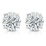 Belacqua 3 Carat Round Lab Grown Diamond Stud Earrings in 14K White Gold, Push Back, F Color, VS Clarity, 4 Prong Setting, Fine Jewelry for Women, Gift Box Included