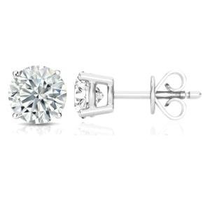 Shop QSE 2.00 Ct Certified Lab Grown Diamond Stud Earrings for Women 14k White Gold with Push Post Four Prong (E-F Color, VS Clarity)