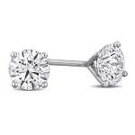 IGI Certified Lab Grown Diamond Earrings - 1 to 5 CTTW Diamond Solitaire Stud Earrings for Women, Yellow Gold, White Gold or Platinum - D Color - VVS2 Clarity (Earring - Platinum - 1CTTW)