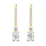 5 Carat (ctw) 14K Yellow Gold Cushion shape LAB GROWN Diamond Drop Earrings with 2 stone (Color E-F Clarity VS2-SI1)