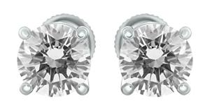 Natural Real 1 Carat TW White Gold Diamond Studs Earrings with Secure Screw Back for Women and Men