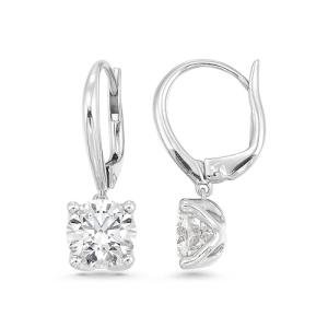 IGI Certified 2 Carat Lab Grown Diamond Dangle Drop Earrings for Women I 14k White Gold Earrings (G-H, VS1-VS2, 2 cttw) 4-Prong Set Brilliant Cut Diamond Leverback by Carbon Atelier